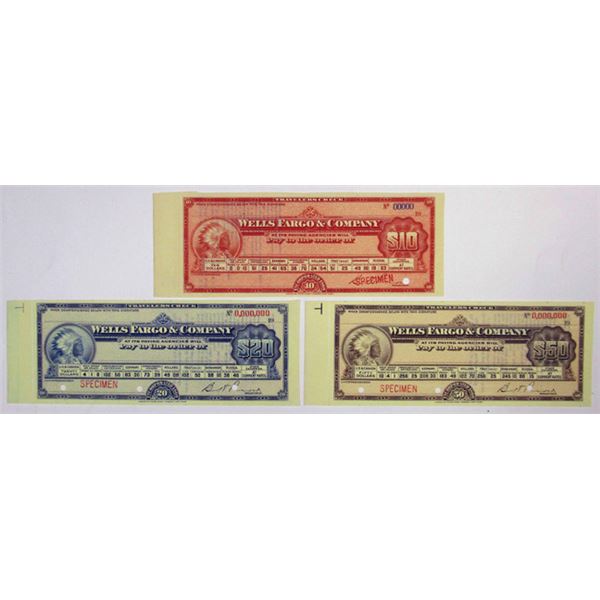 Wells Fargo & Co. ca. 1900-1920 Specimen Travelers Check Trio