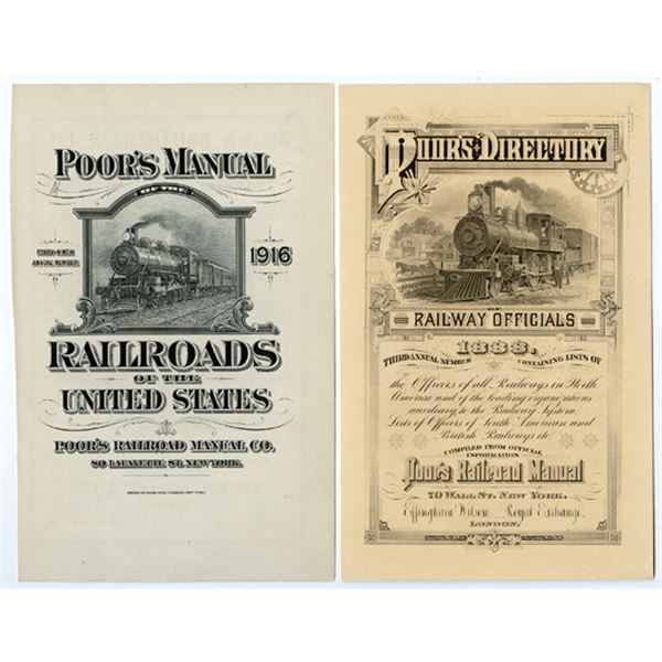 ABNC Intaglio Printed 1888 and 1916 Advertising Front Pages from Poor's Railroad Manual