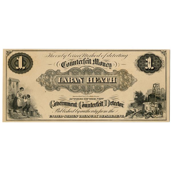 Laban Heath, Counterfeit Money Sample Note, ca. 1860-70.