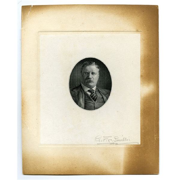 Teddy Roosevelt Large Proof Engraving by G.F.C. Smillie with Signature, ca. 1910s