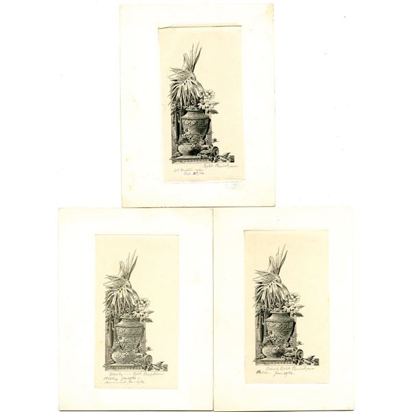 Bureau of Engraving & Printing, 1896 Progress Proof Trio Engraved by Robert Ponickau.