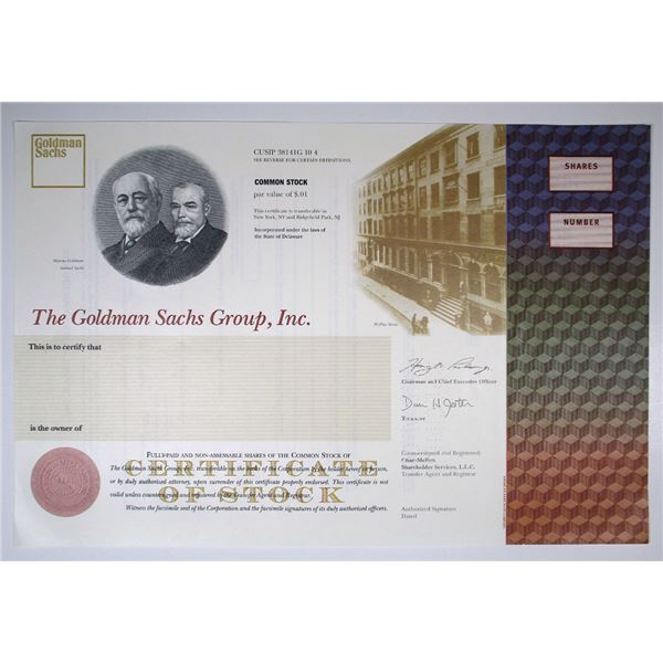 Goldman Sachs Group, Inc. Specimen Stock Certificate