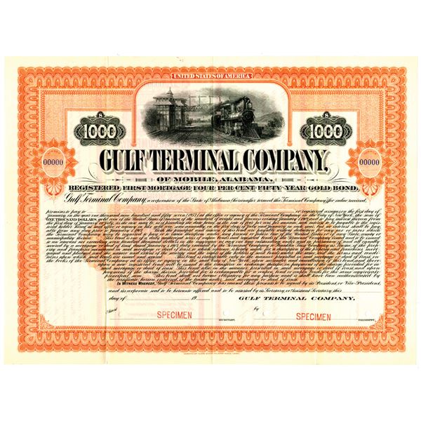 Gulf Terminal Co. 1907 Specimen Bond Rarity