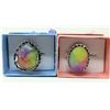 Image 1 : 2 Custom Made Rainbow Druzy Gemstone Rings