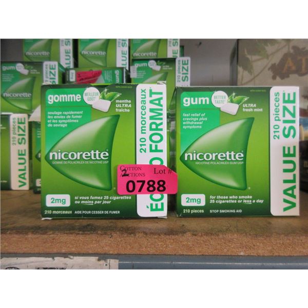 2 Boxes of 210 Nicorette 2mg Ultra Mint Gum