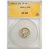 Image 1 : 1942/41 10C Mercury Dime ANACS VF 20 VF Overdate