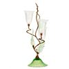 Image 1 : Gilt Metal and Iridescent Glass Lilies Candleholder