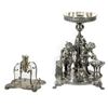 Image 1 : Neoclassical Silverplated Centerpiece, and a Candlestick