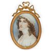 Image 1 : Gilt-framed Portrait Miniature of a Lady in White