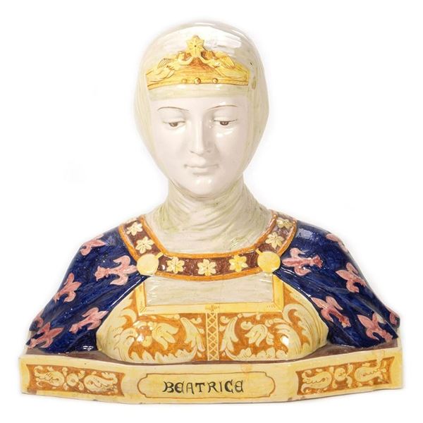 Italian Majolica Bust of Beatrice