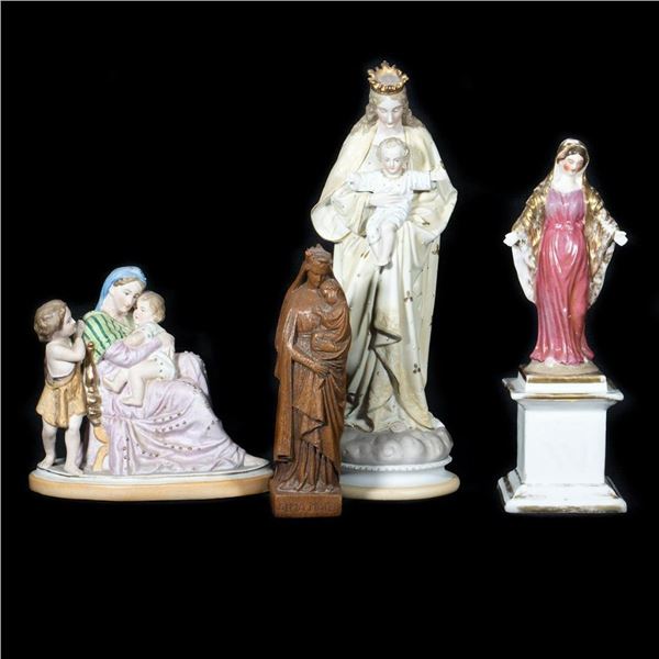 German Porcelain Madonna and Child Group, with 3 others