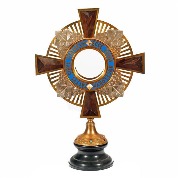 Modernist Brass and Wood Monstrance