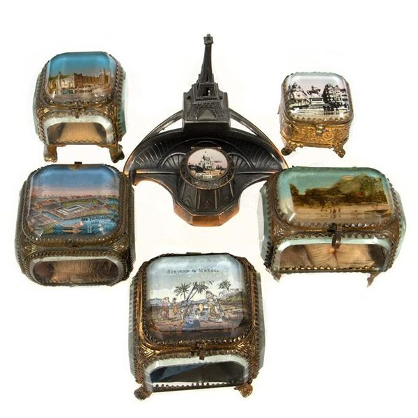 Collection of French Souvenir Jewel Caskets