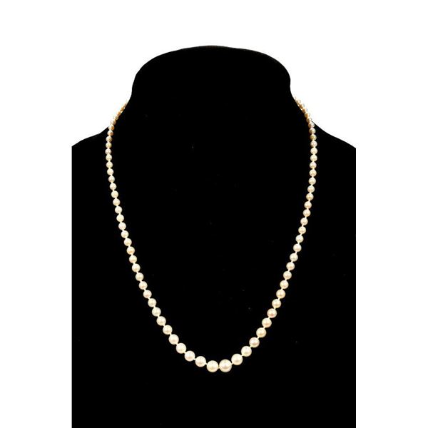 Graduated cultured pearl & 10k white gold necklace