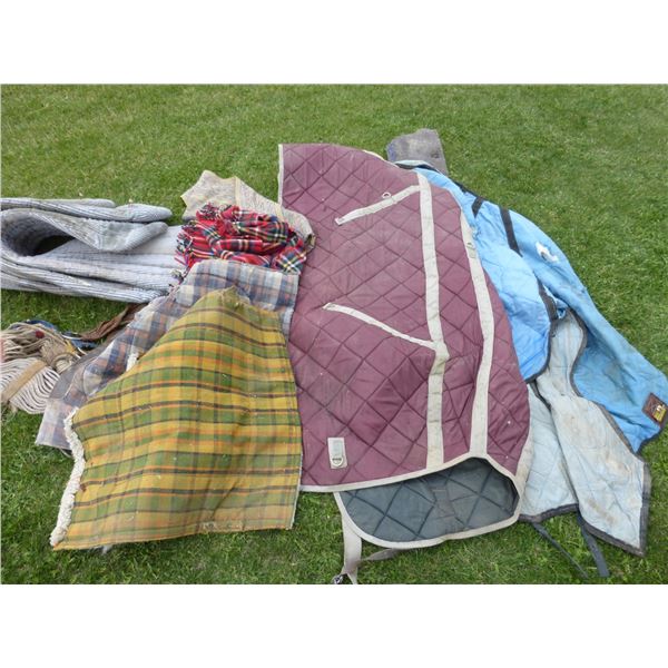 QTY OF SADDLE BLANKETS AND CINCHES
