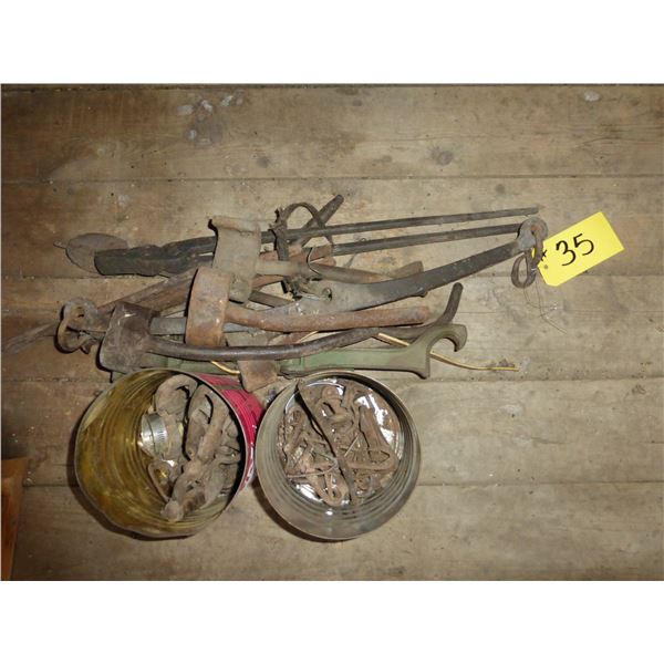 QTY OF WAGON WHEEL WRENCHES AND CLASPS