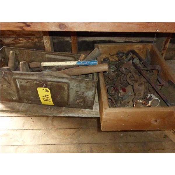 QTY OF HAND TOOLS AND WAGON PARTS
