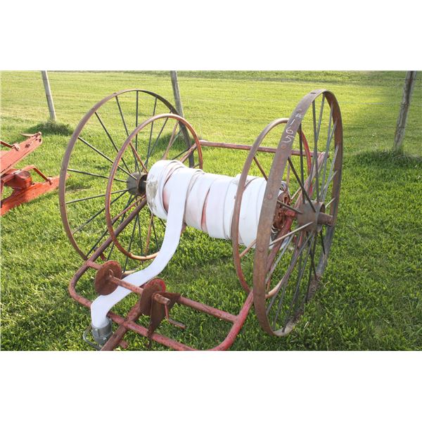 OLD 2 WHEEL CART C/W HOSE & REEL