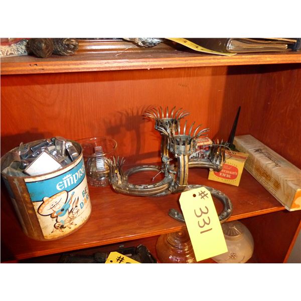 WESTERN CANDLE HOLDERS, OLD INK AND INK PENS