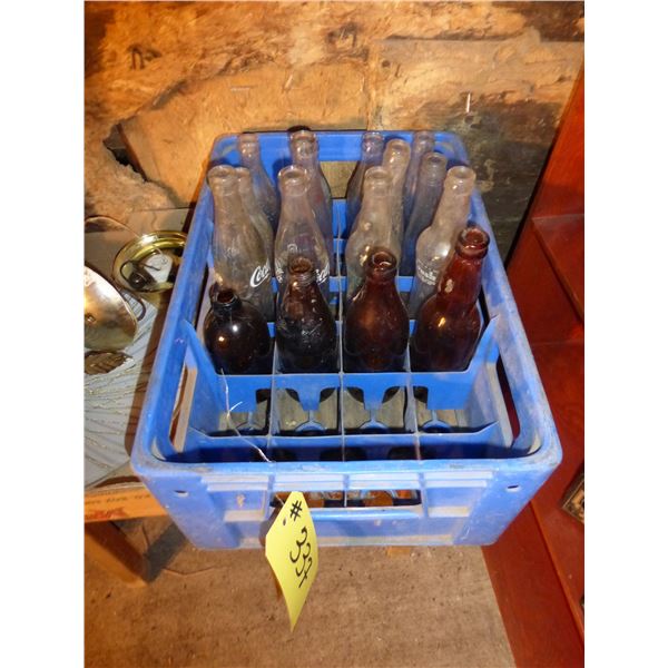 ANTIQUE GLASS POP BOTTLES C/W HAPPY POP CASE