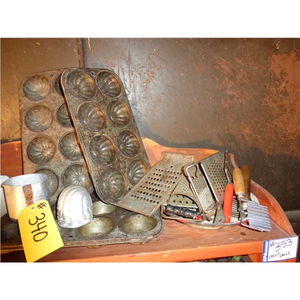 QTY OF VARIOUS BAKING TINS AND KITCHEN TOOLS