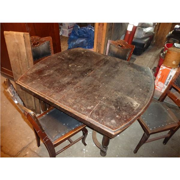 TABLE C/W 2 LEAVES & 4 CHAIRS (44"W X 54" L X 30"H)