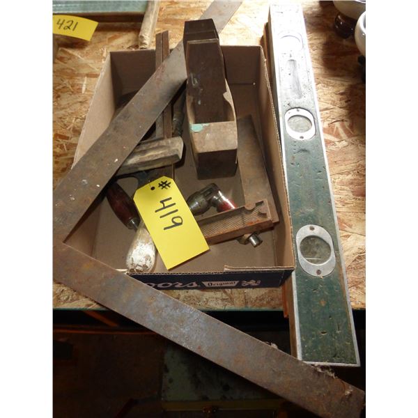 HAND TOOLS, LEVELS, BLOCK PLANES, SQUARE, BRACING BIT