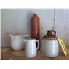Image 1 : 2- PITCHERS, BROWN JUG, WINE BOTTLE