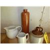 Image 2 : 2- PITCHERS, BROWN JUG, WINE BOTTLE