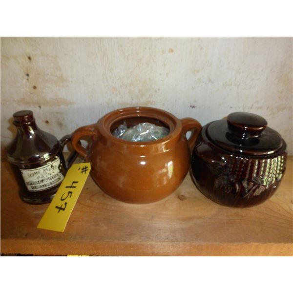 2- BEAN POTS, LITTLE JUG