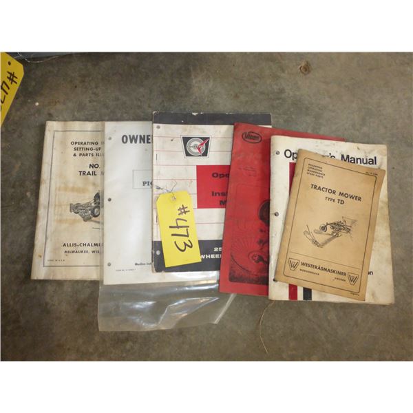 OWNERS MANUALS (MF 775 SWATHER, VICON RAKE, COCKSHUT DISC HARROW, ALLIS CHALMERS TRACK MOWER)