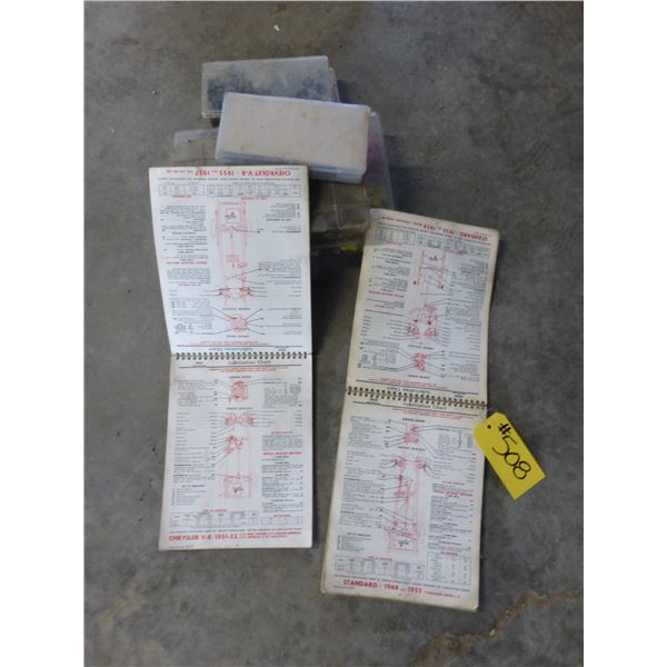 QTY OF WIRE CONNECTORS, O-RINGS, E-CLIPS, 2 MANUALS (1948/55 CHEV & 1956 CHEV)