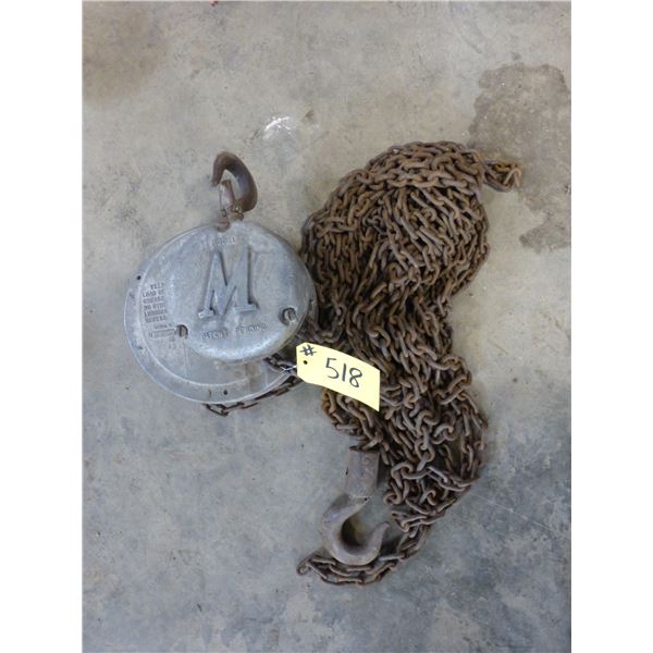 VINTAGE MODEL M CYCLONE 1 TON CHAIN HOIST