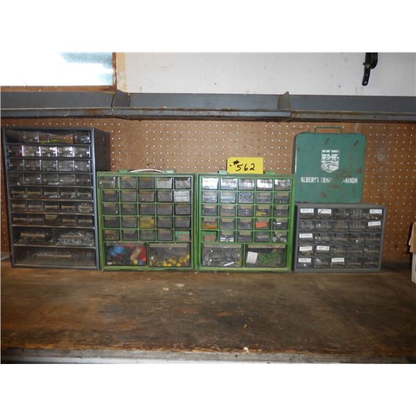 4 BINS C/W ASSRT. HARDWARE, FIRST AID KIT
