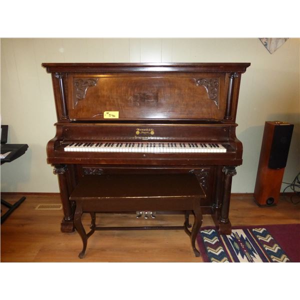 UPRIGHT PIANO (WORMWITH & CO), STOOL (HEINTZMAN & CO)