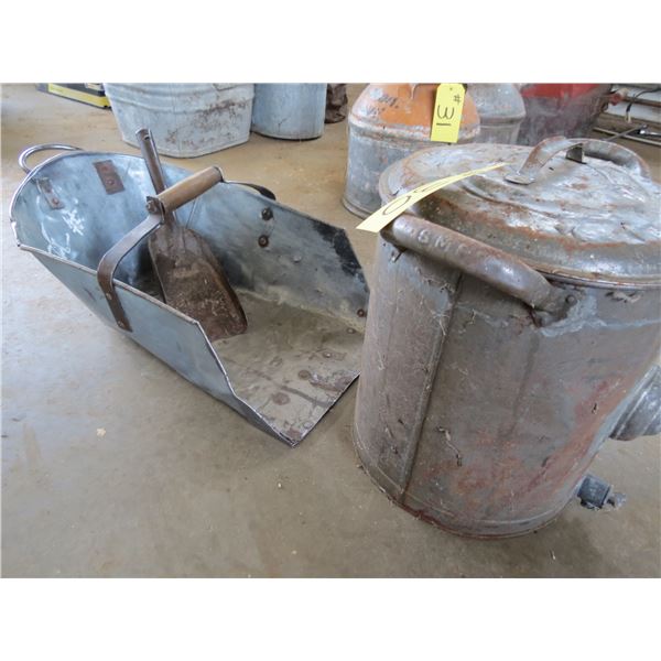 3 GALLON BUTTER CHURN, ASH PAN & SHOVEL