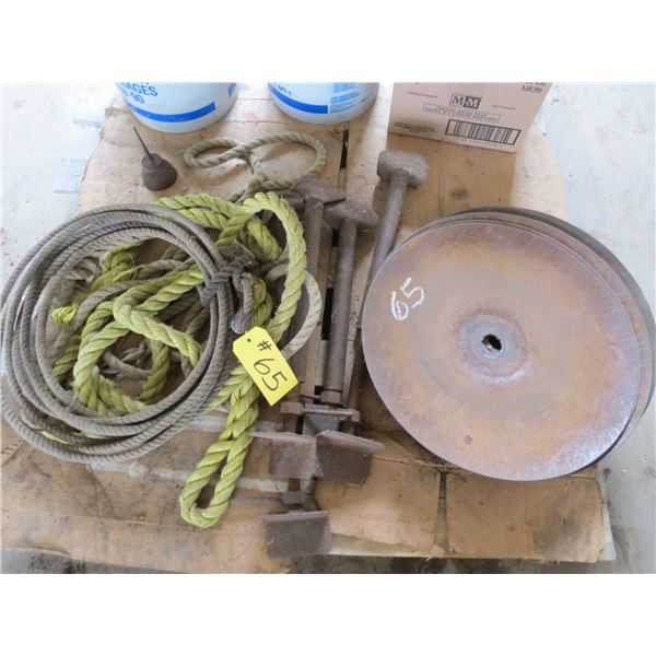 4 - JACK STANDS, 5 - DISCS, ASSORTED ELECTRICAL WIRE & SCRAP