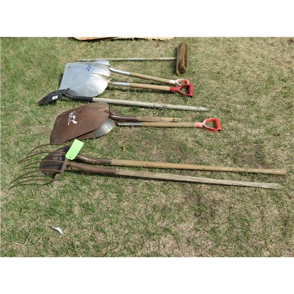 FORK, SHOVELS, BROOM