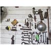 Image 3 : QTY OF OLD TOOLS AND MISC. (ON THE WALL)