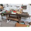 Image 1 : OLD WOOD TABLE C/W WOOD VISE