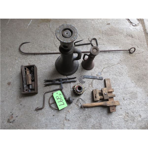 OLD TOOLS AND 2- JACKS