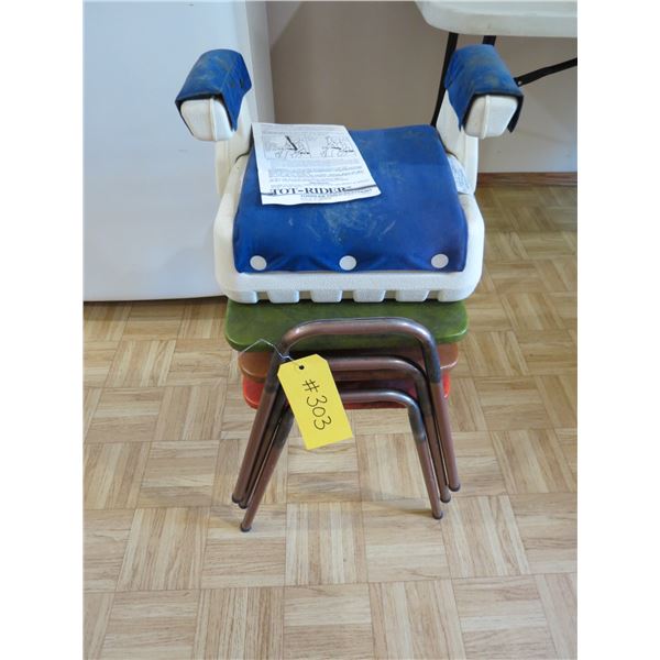 3- STOOLS AND TOT RIDER BOOSTER SEAT