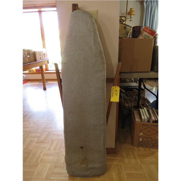 IRONING BOARD AND 2- IRONS