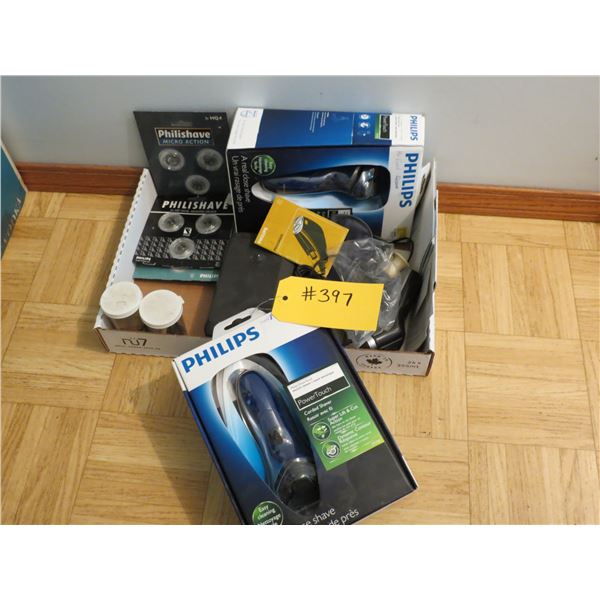 BOX OF RAZORS AND PARTS
