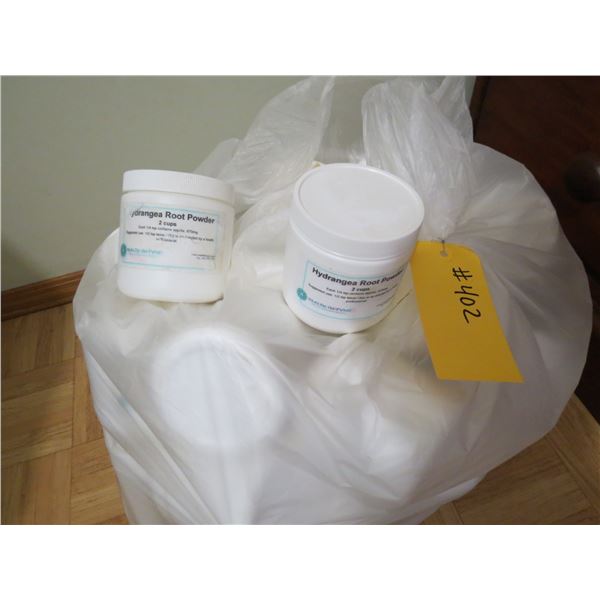 BAG OF EMPTY PLASTIC JARS