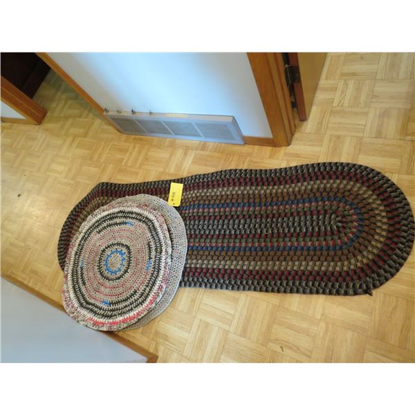 2 ROUND RUGS, 1- OVAL RUG