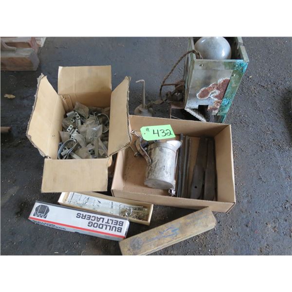 3- OLD SAWS, BELT LACER, OIL CAN AND MISC.