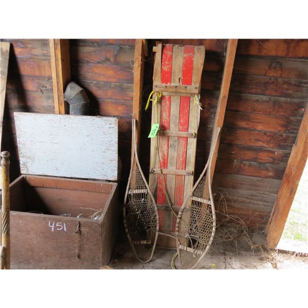 SNOW SHOES BOX, TOBOGGAN, POTS AND PANS, SPINNER