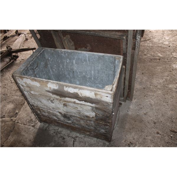 OLD ICE BOX USED FOR ROOT VEGETABLE STORAGE BIN