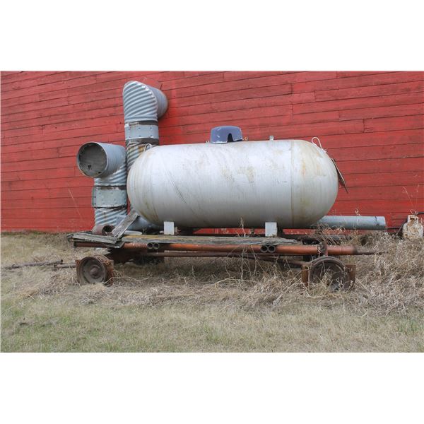APPROX. 500 GAL. PROPANE TANK ON STEEL WAGON C/W SKIS